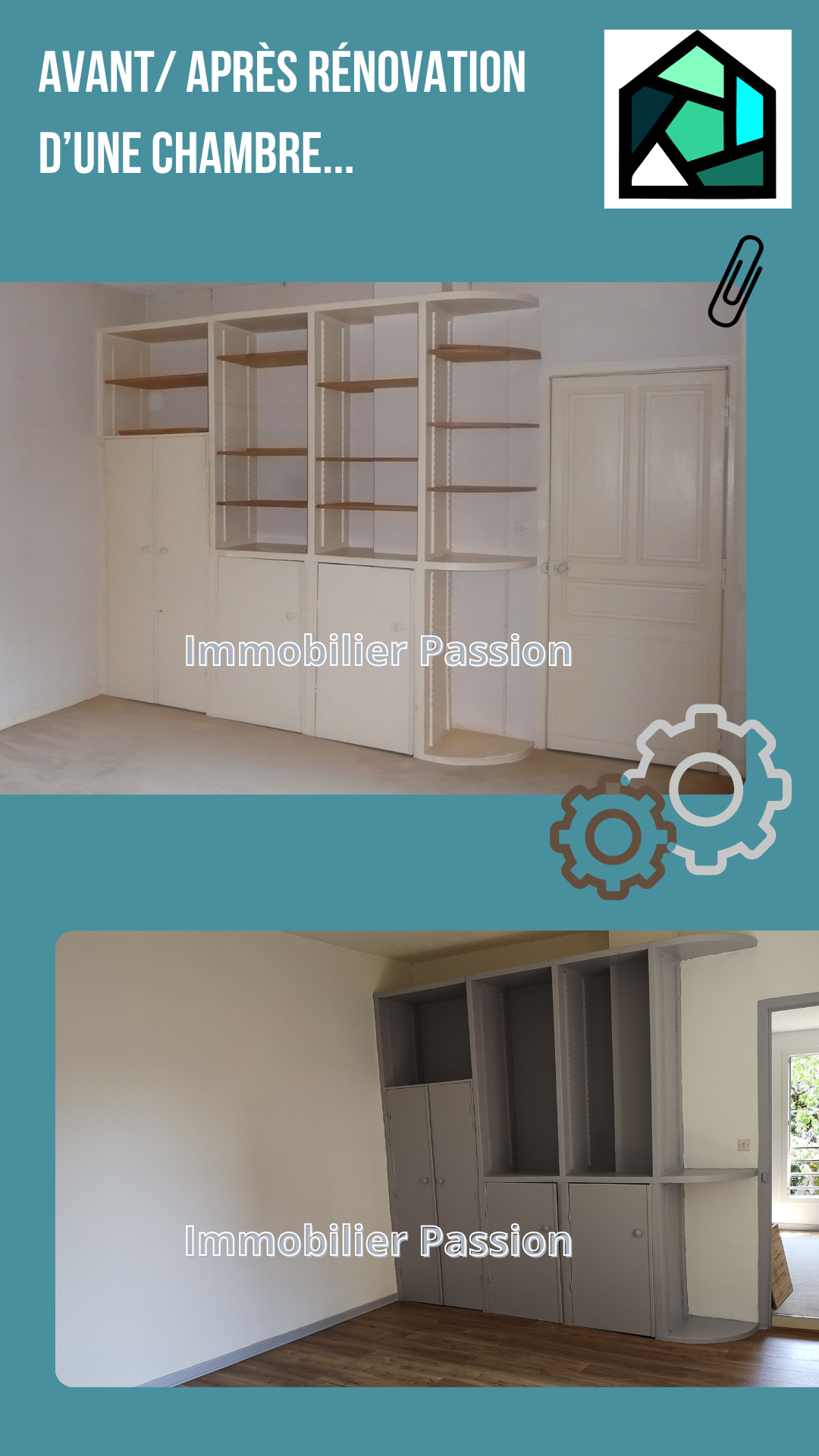 Avant / Apr&egrave;s r&eacute;novation d'une chambre