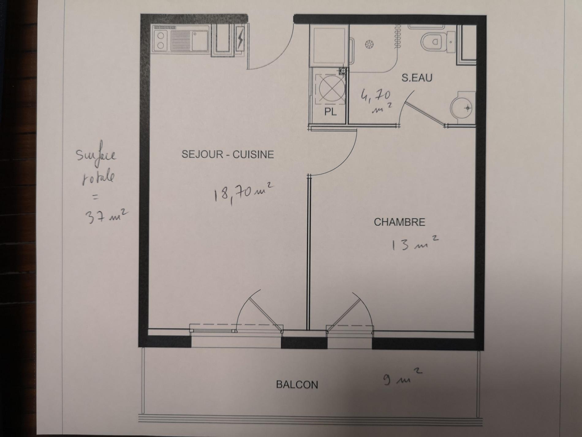 Appartement T2 avrillé 37 m² hab